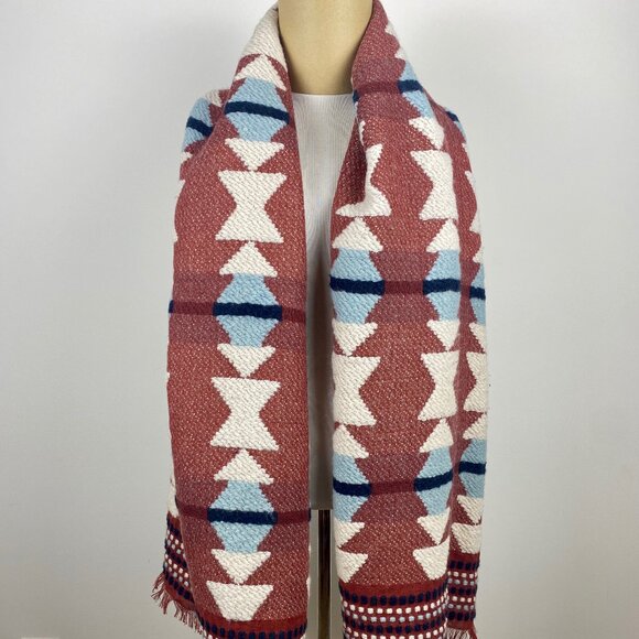 Oversized Madewell Long SouthWestern Chunky Soft Wool Shawl Blanket - Picture 8 of 11